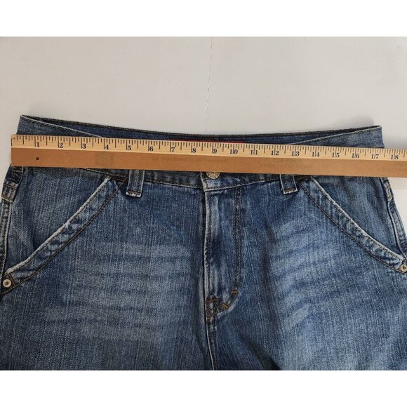 VTG JNCO Jean Shorts 35X12 Blue Crown Skater Streetwear Crown Wide Leg Baggy Y2k - Picture 13 of 16
